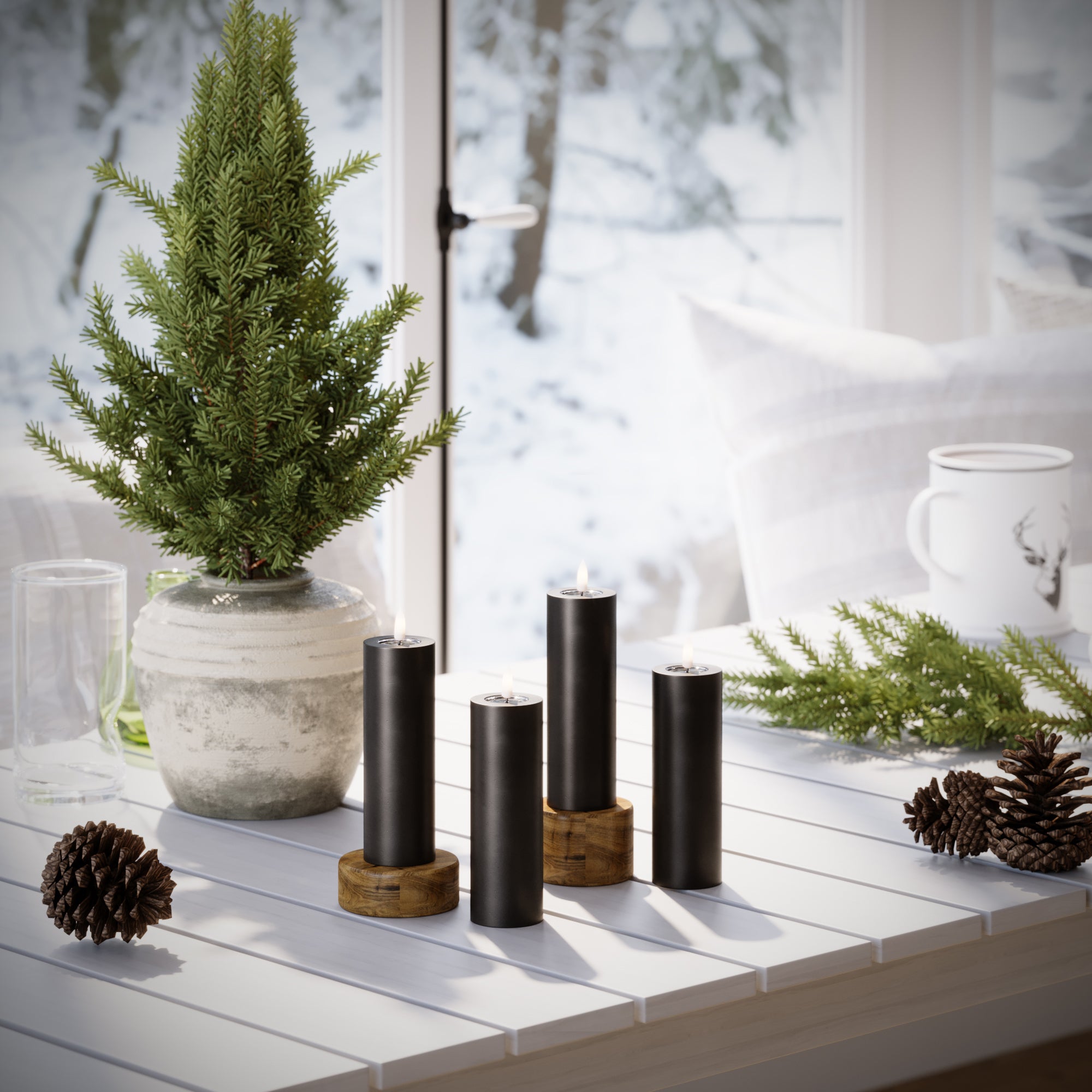 LIDERADO Vela pilar Ø 5 x 15 cm Preto - 4 pcs