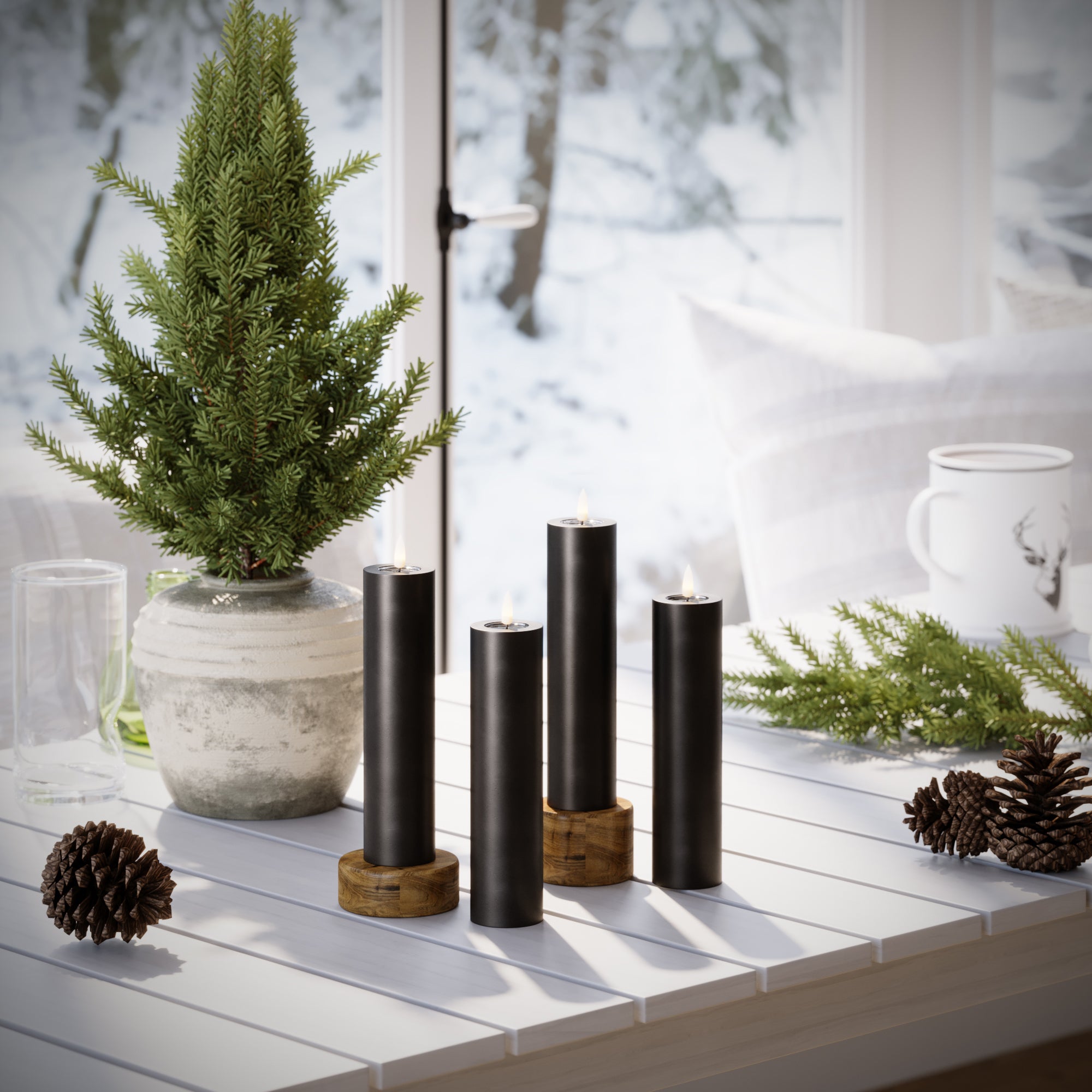 LED Blocklight Ø 5 x 20 cm Sort - 4 stk