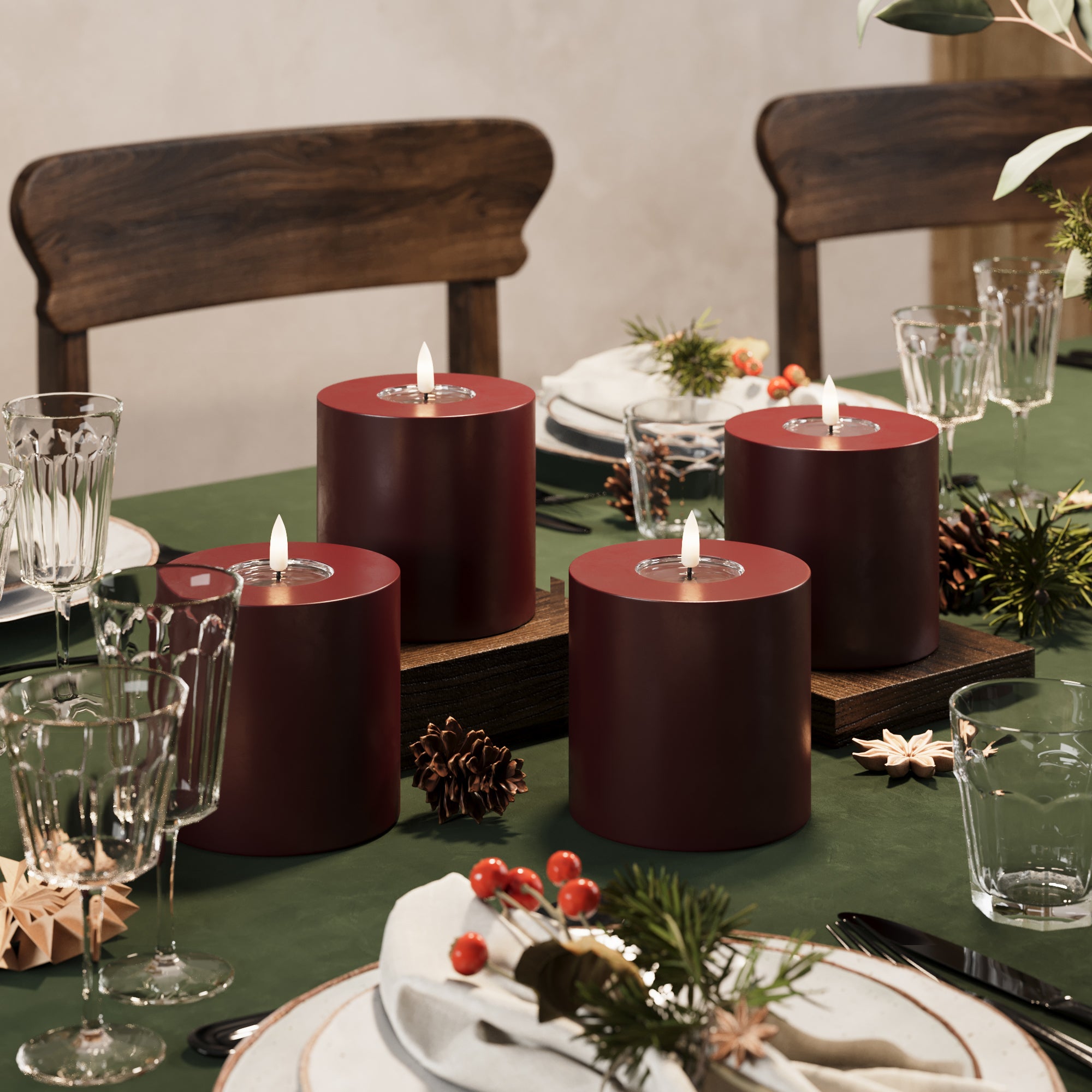 LED bloka gaismas Ø 10 x 10 cm Burgundija - 4 gab