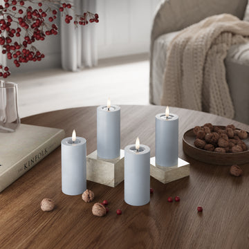 LED Blockljus Ø 5 x 10 cm Stövet blå - 4 st