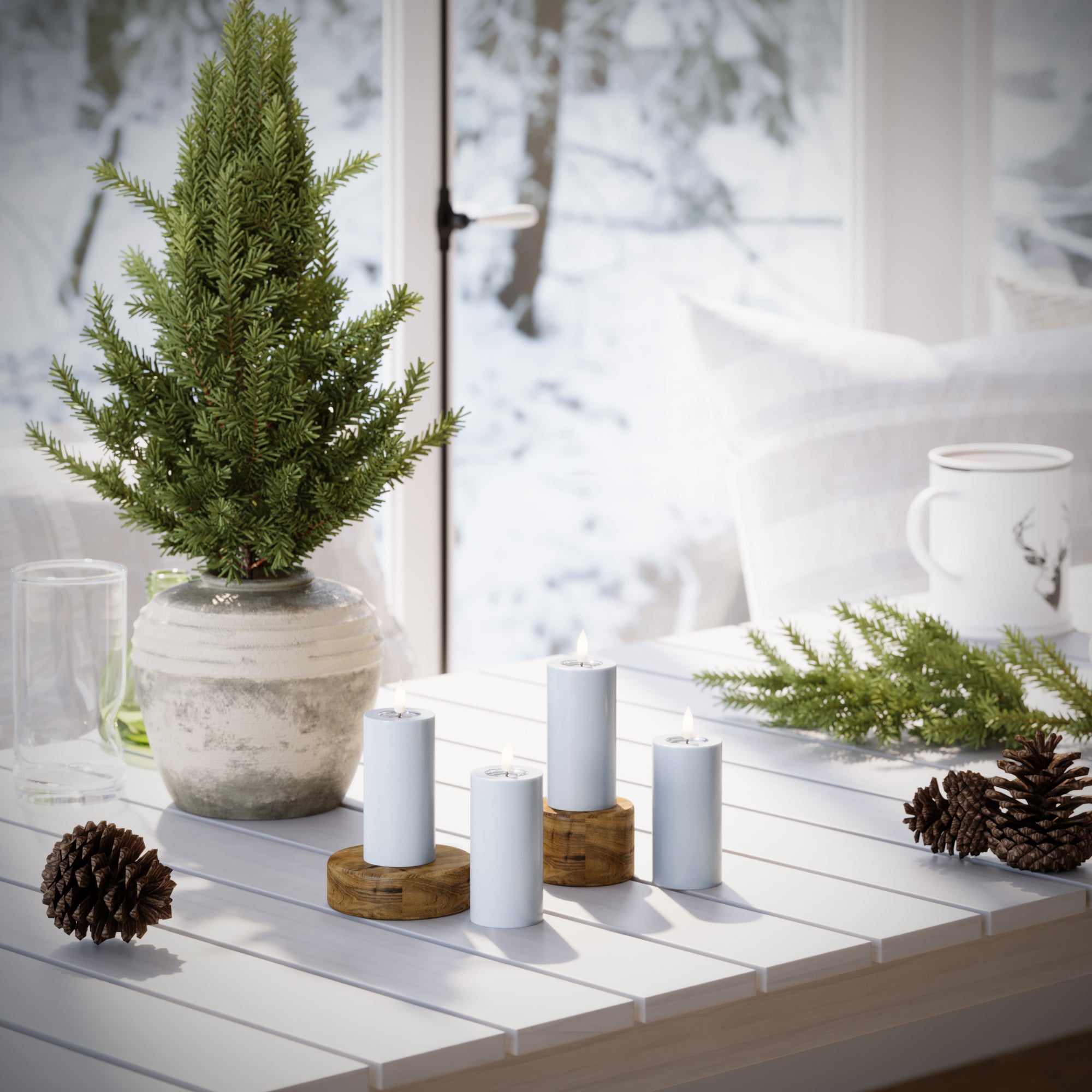 LED Blockljus Ø 5 x 10 cm Stövet blå - 4 st