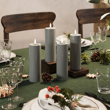 LED Blockljus Ø 5 x 15 cm Grå - 4 st