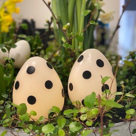 Ovo de Páscoa LED em Branco com pontos pretos 2 unid. Deluxe Homeart 1