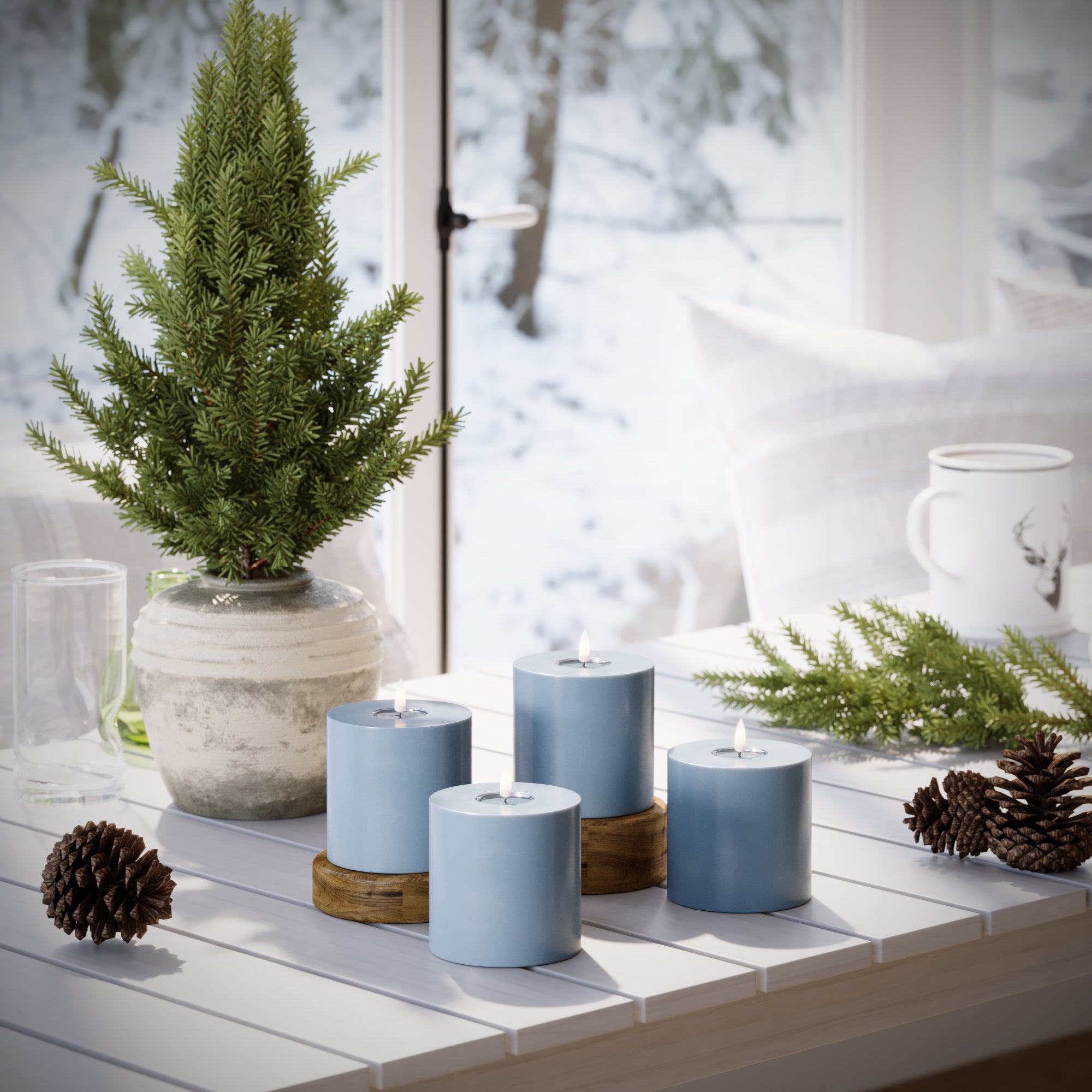 Φώτα μπλοκ LED Ø 10 x 10 cm Παγωμένο μπλε - 4 τεμ.