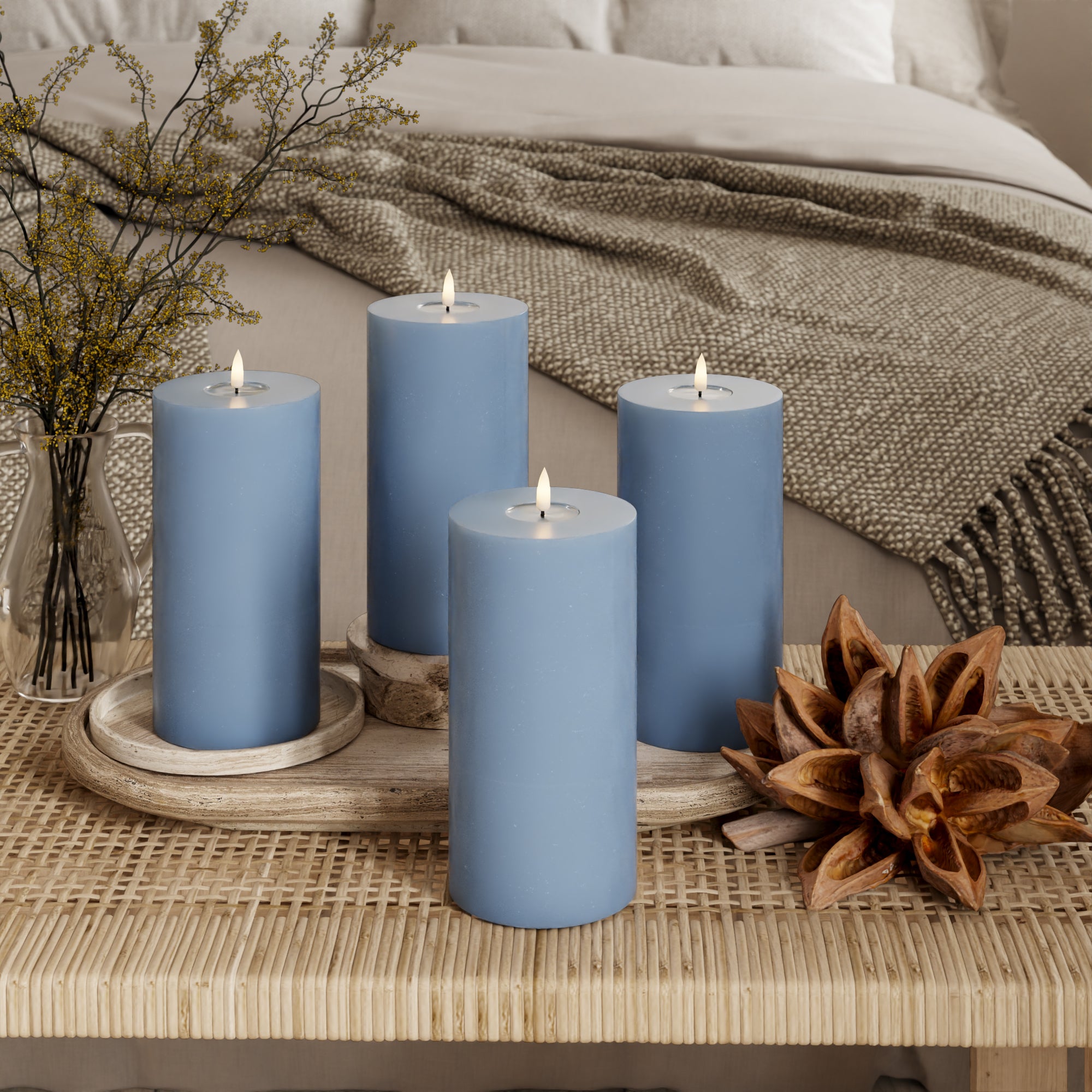 Φώτα μπλοκ LED Ø 10 x 20 cm Παγωμένο μπλε - 4 τεμ.