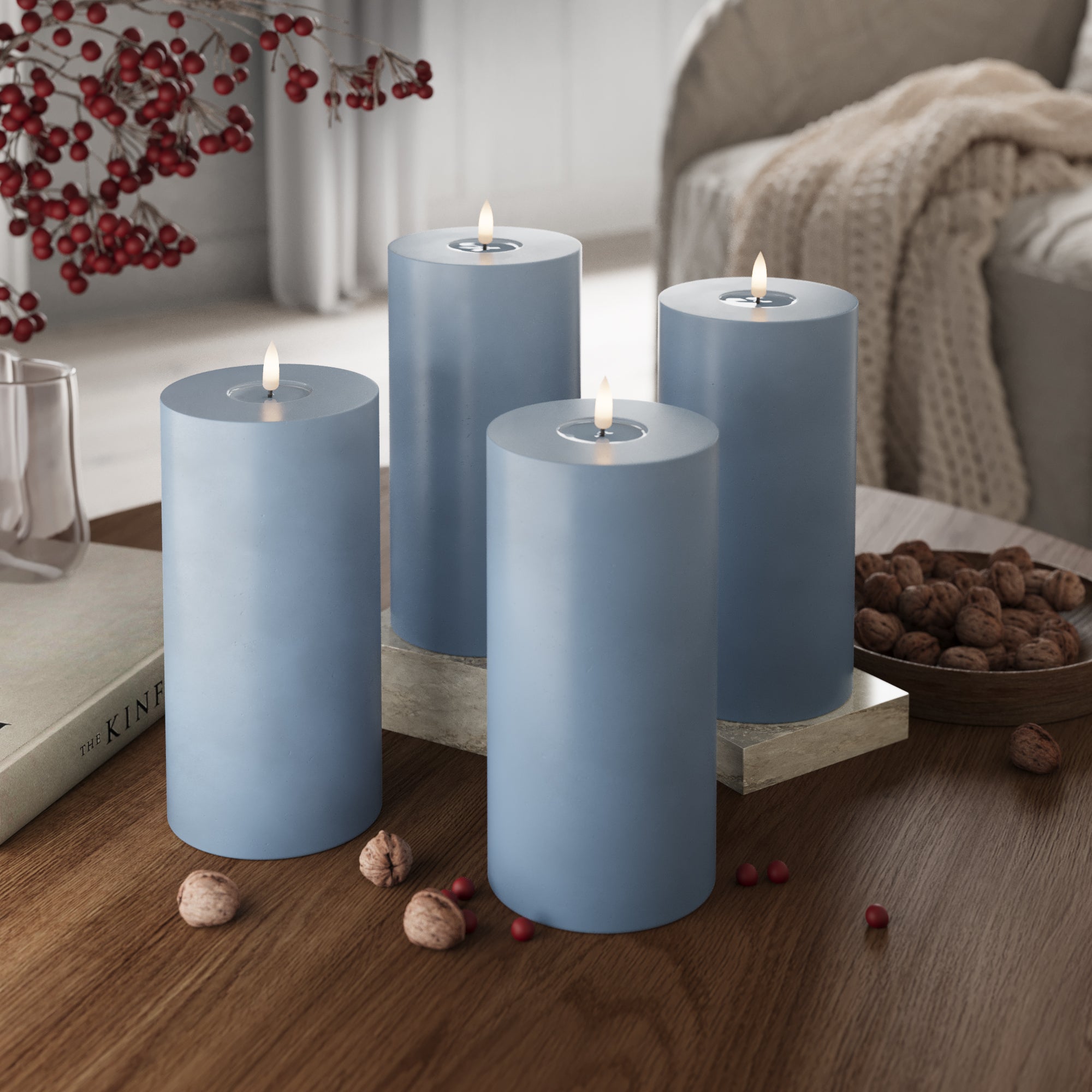 Φώτα μπλοκ LED Ø 10 x 20 cm Παγωμένο μπλε - 4 τεμ.