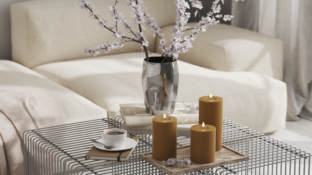 LED Blokker lys med naturtro LED flamme