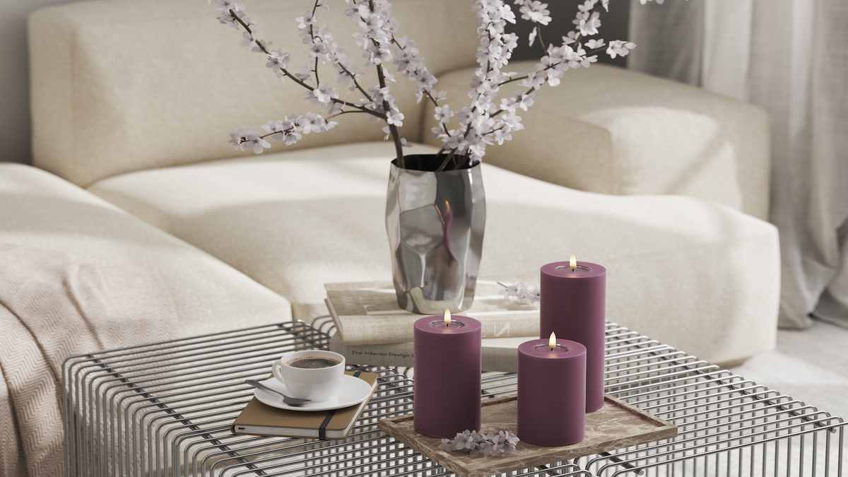 LED Blokker lys med naturtro LED flamme