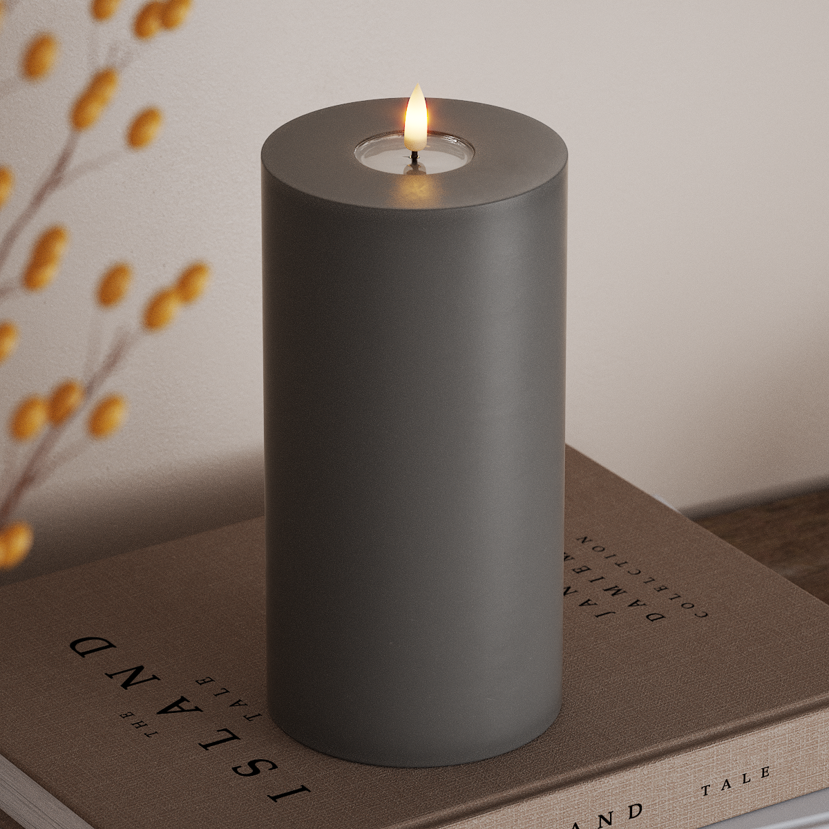 Deluxe Homeart Φωτιστικό μπλοκ LED Ø 10 x 20 cm Γκρι Φως μπλοκ LED 3