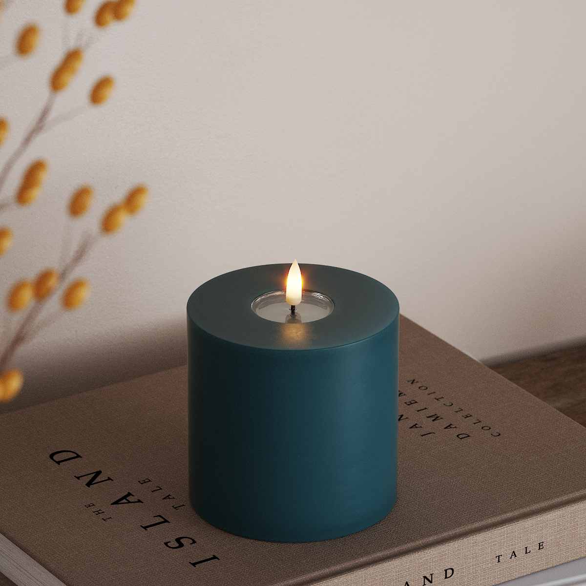 Deluxe Homeart Φωτιστικό μπλοκ LED Ø 10 x 10 cm Πετρόλ Φως μπλοκ LED 3