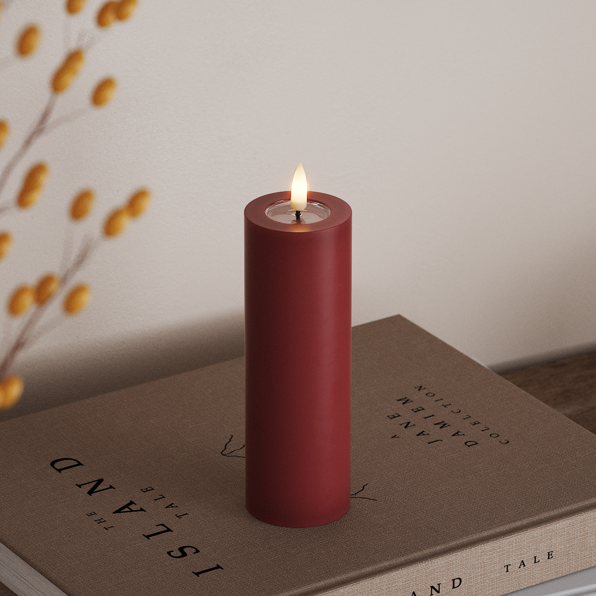 Deluxe Homeart LED bloku gaisma Ø 5 x 15 cm Bordo LED bloka gaisma 3