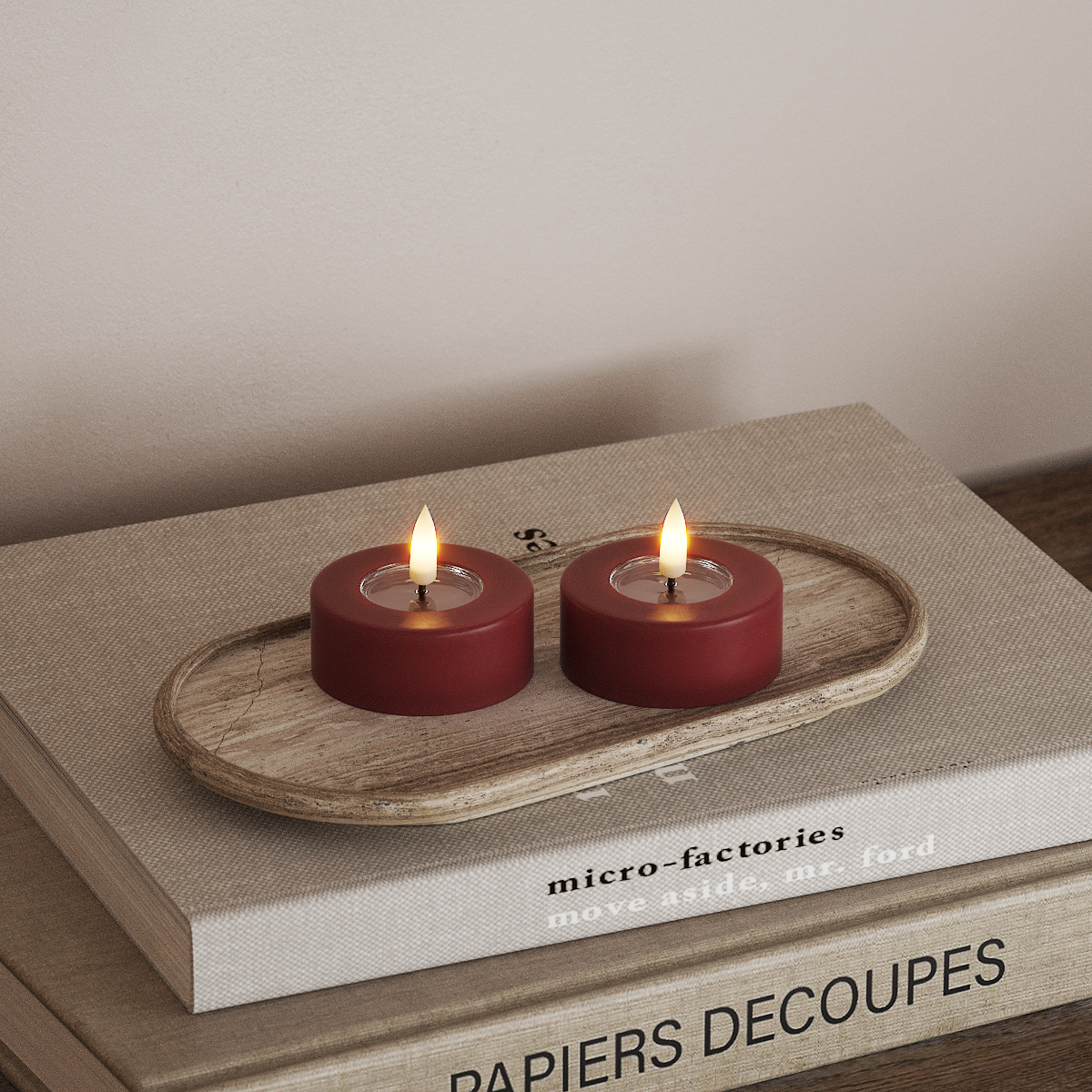 Deluxe Homeart LED Jumbo Värmeljus 2 stycken Large Bordeaux LED jumbo Värmeljus 3