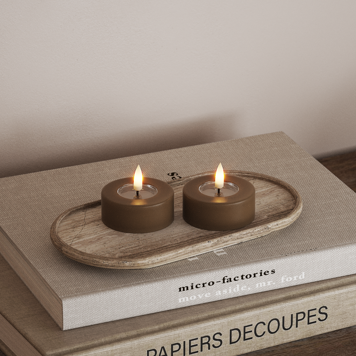 Deluxe Homeart LED Jumbo telys 2 stk. Stor Karamell LED jumbo telys 3