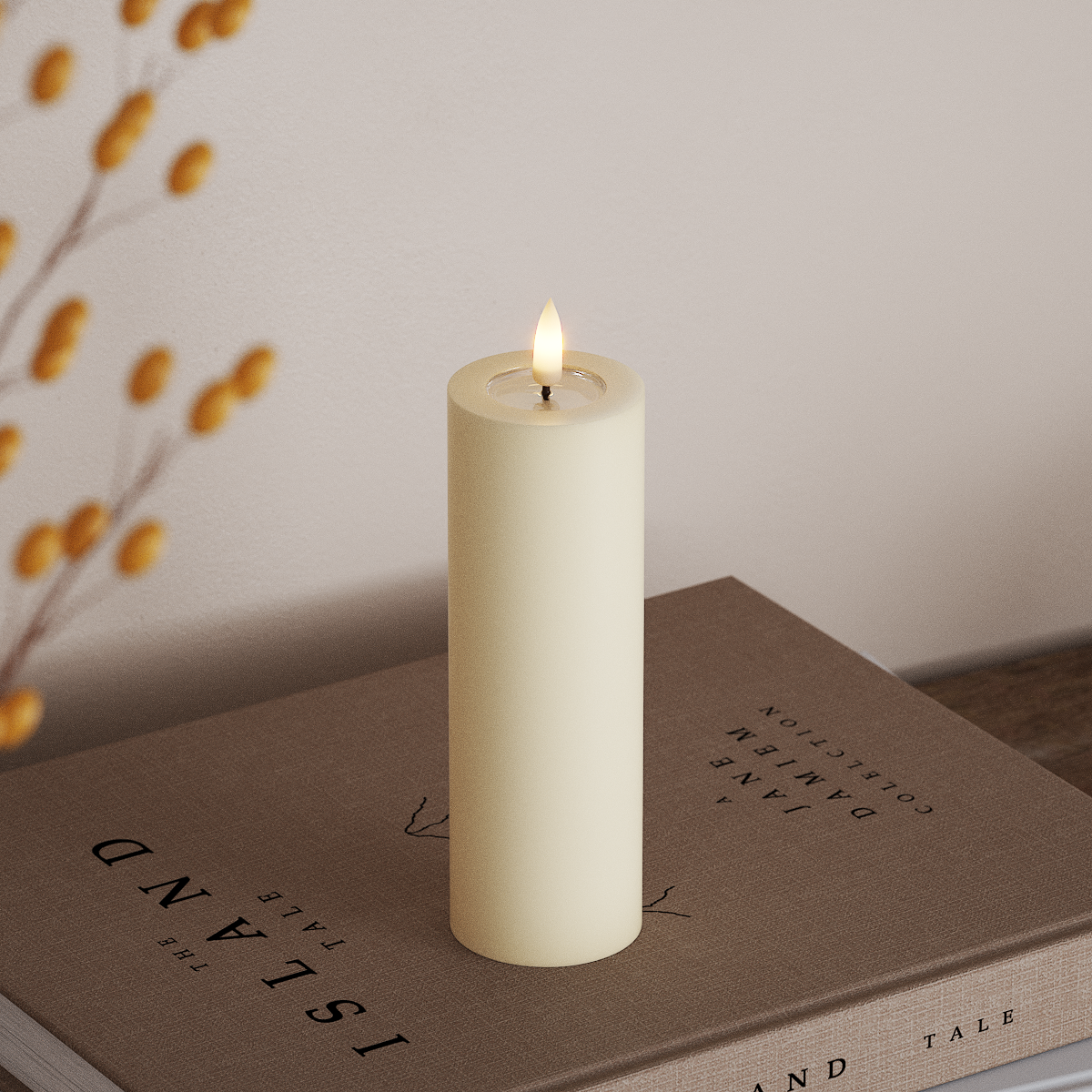 Deluxe Homeart LED bloku gaisma Ø 5 x 15 cm Krēms LED bloka gaisma 3