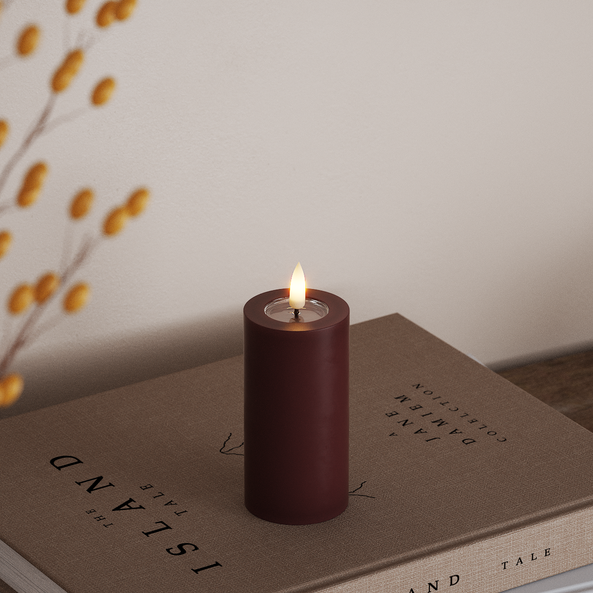 Deluxe Homeart LED plokkvalgusti Ø 5 x 10 cm Burgundia LED-ploki tuli 3