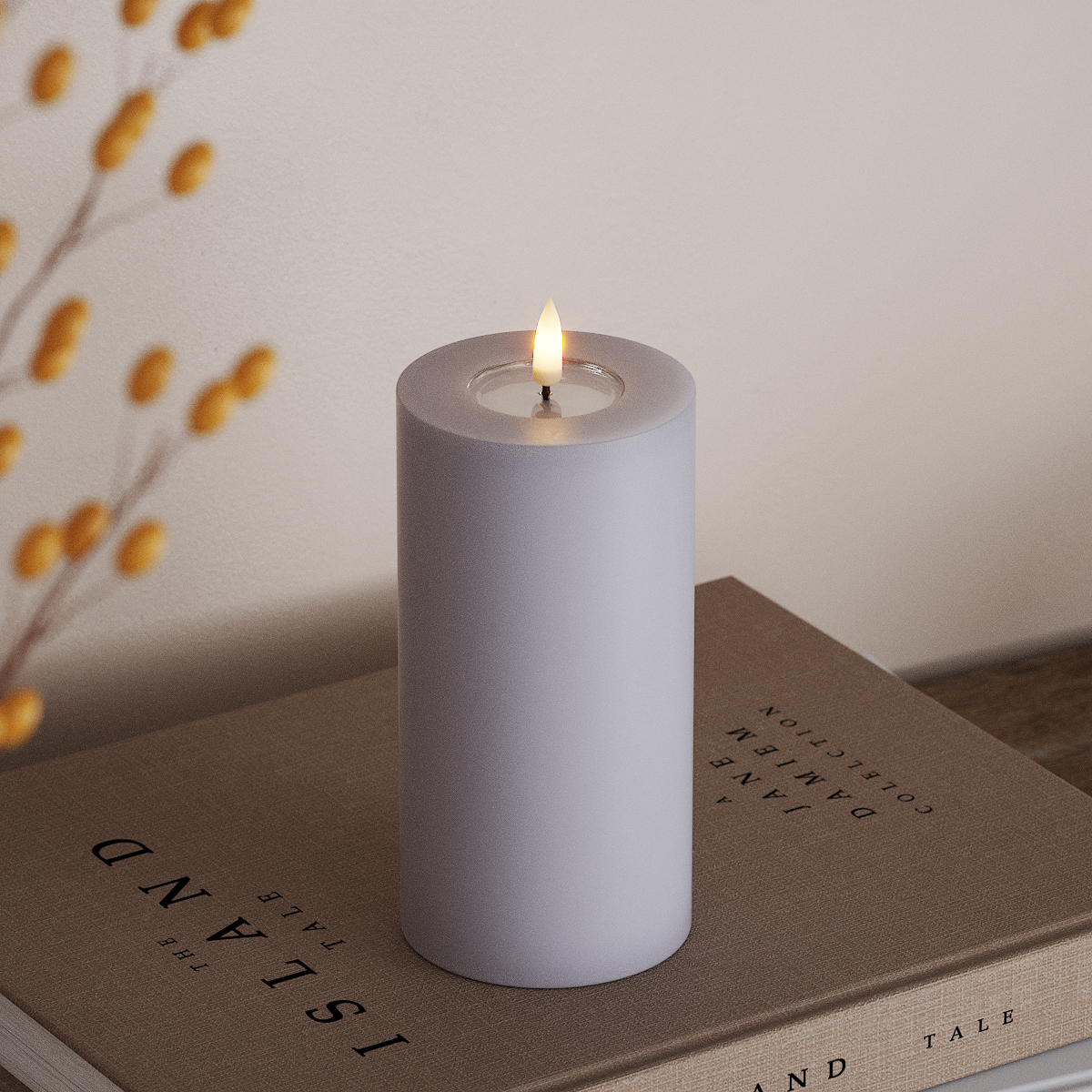 Deluxe Homeart Φωτιστικό μπλοκ LED Ø 7,5 x 15 cm Ξεθωριασμένο μπλε Φως μπλοκ LED 3