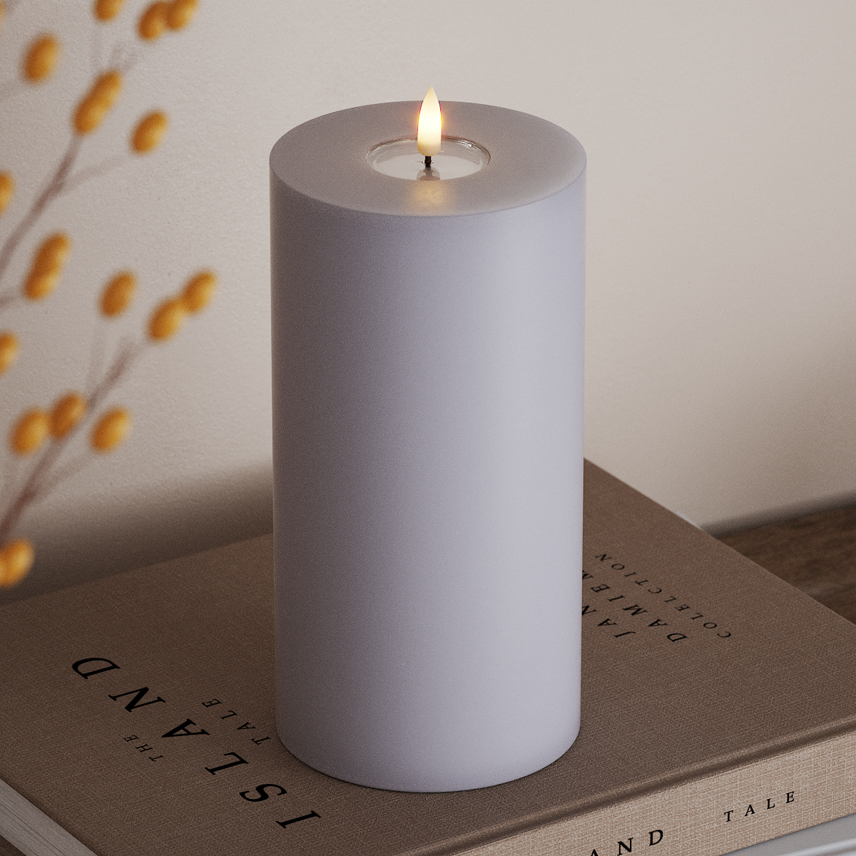 Deluxe Homeart LEDs Vela pilar Ø 10 x 20 cm Azul empoeirado LEDs Vela pilar 3