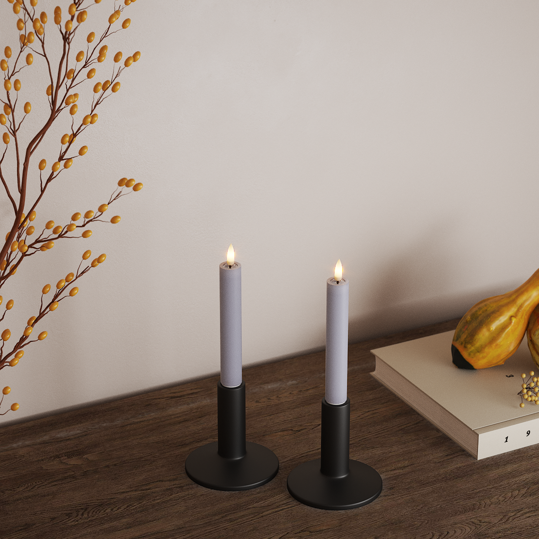 Deluxe Homeart LED kroņa gaisma 2 gab, Ø 2 x 15 cm Tumšzils LED vainaga gaisma 4