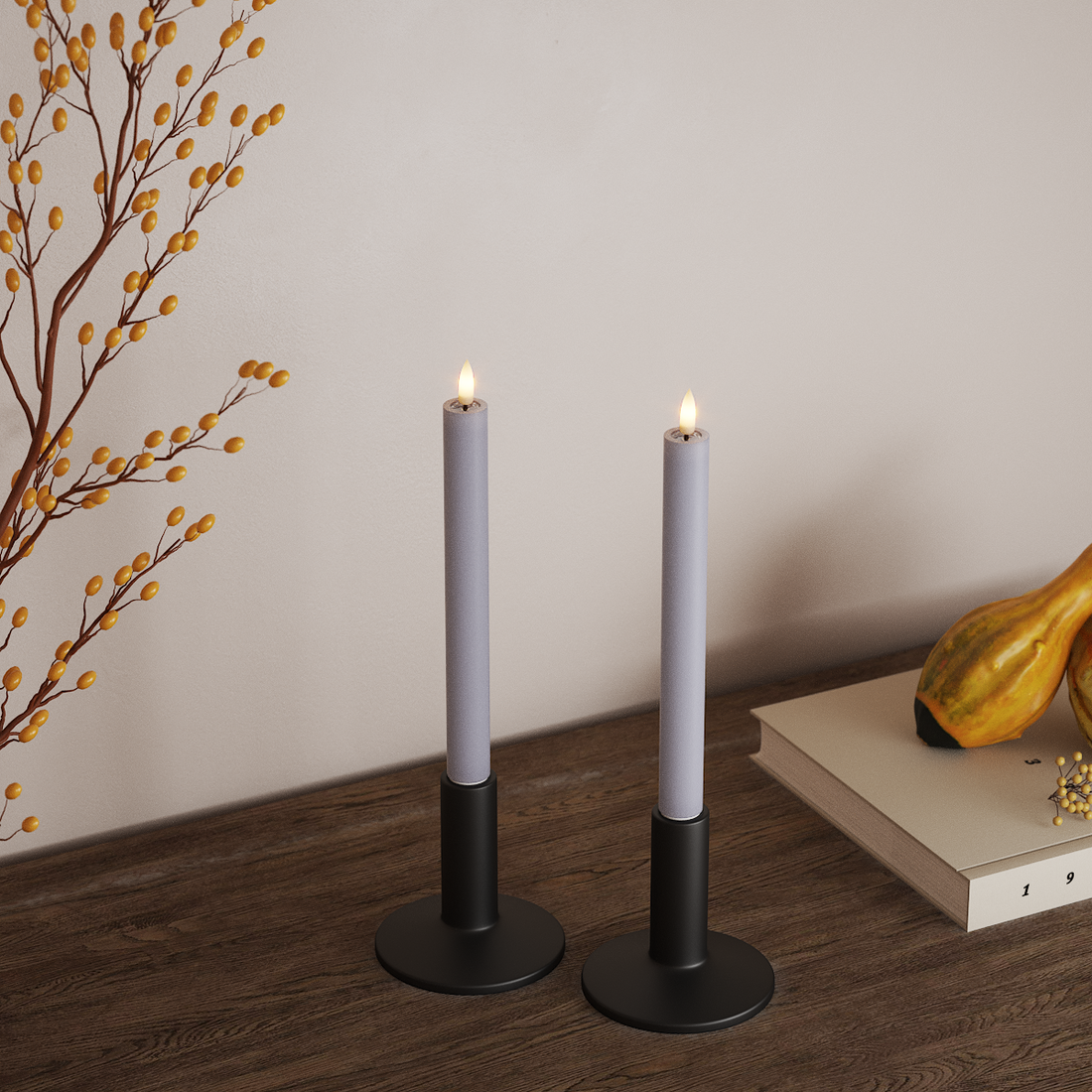 Deluxe Homeart LED kroņa gaisma 2 gab, Ø 2 x 24 cm Tumšzils LED vainaga gaisma 4