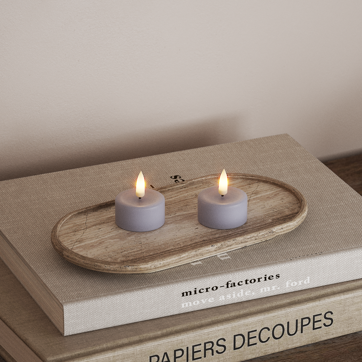 Deluxe Homeart LED čajová svíčka 2ks. Zaprášená modrá LED čajová svíčka 3