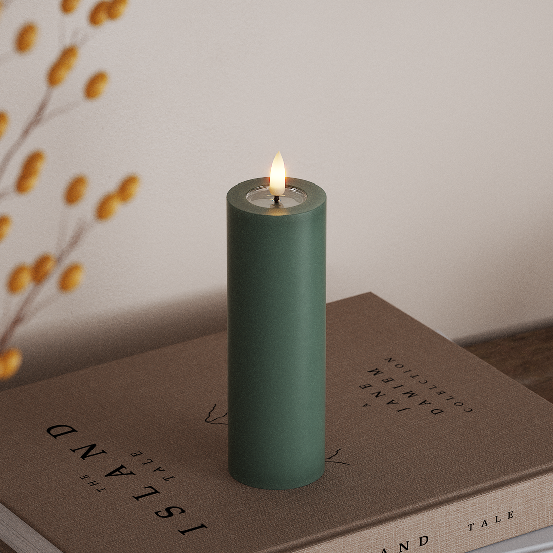 Deluxe Homeart LED Blockljus Ø 5 x 15 cm Jadegrön LED Blockljus 4