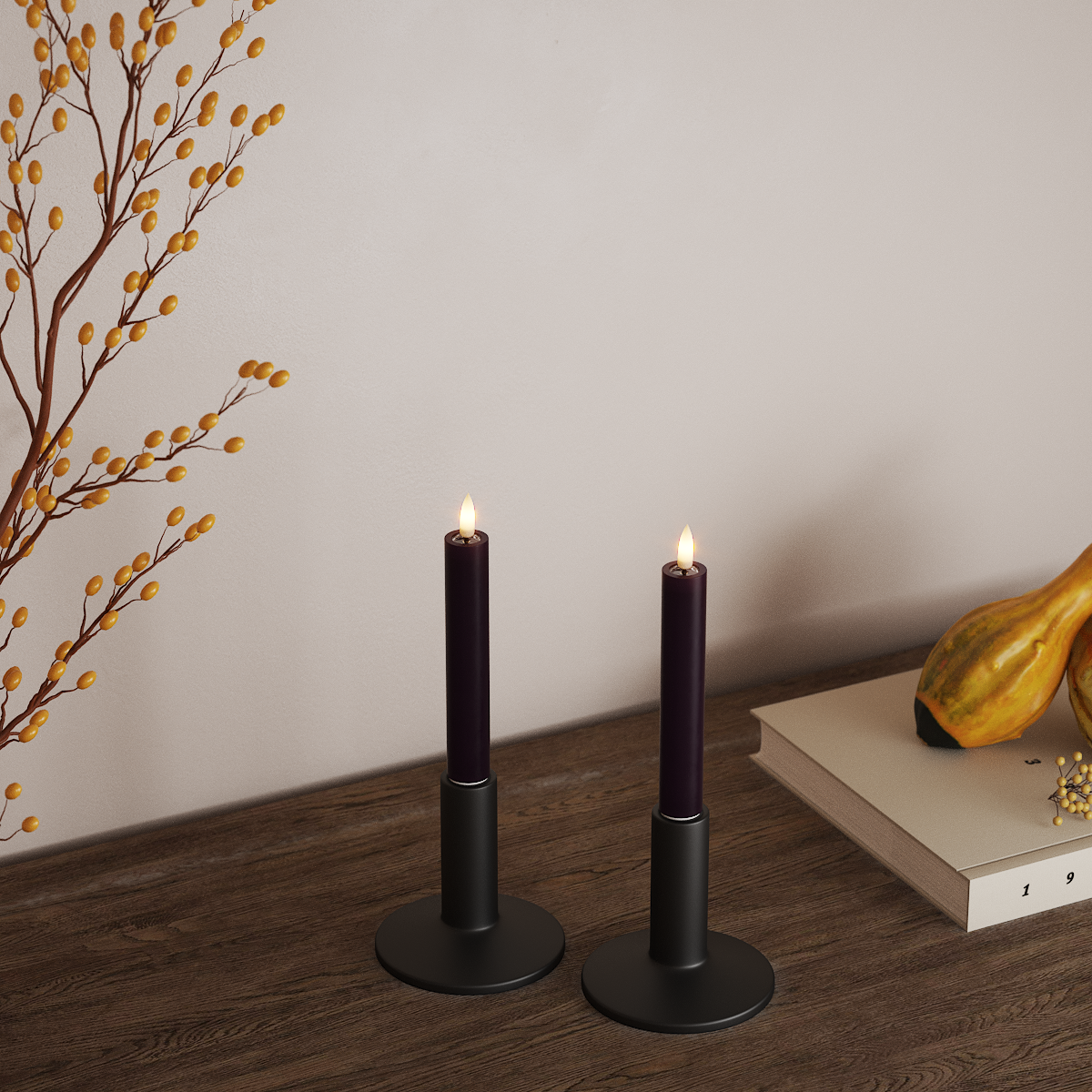 Deluxe Homeart LED Kronljus 2 st, Ø 2 x 15 cm Mörklila LED Kronljus 3