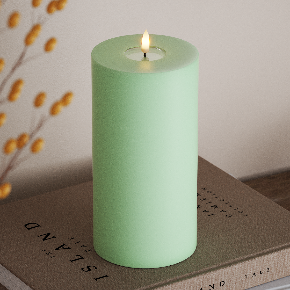 Deluxe Homeart LED Blockljus Ø 10 x 20 cm Mint LED Blockljus 3