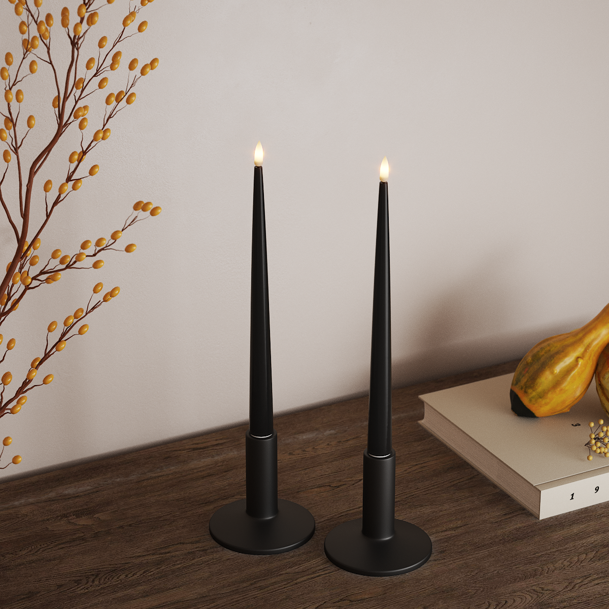 Deluxe Homeart LED sveču gaisma ar Laku, 2 gab. 28 cm Melns LED sveces gaisma 3