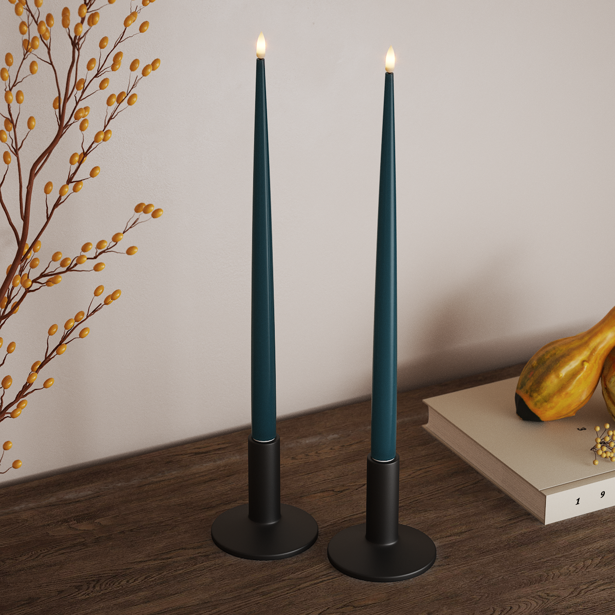 Deluxe Homeart LED Ljus Med Lack med Lack, 2 st 38 cm Petroleum LED Ljus Med Lack 3