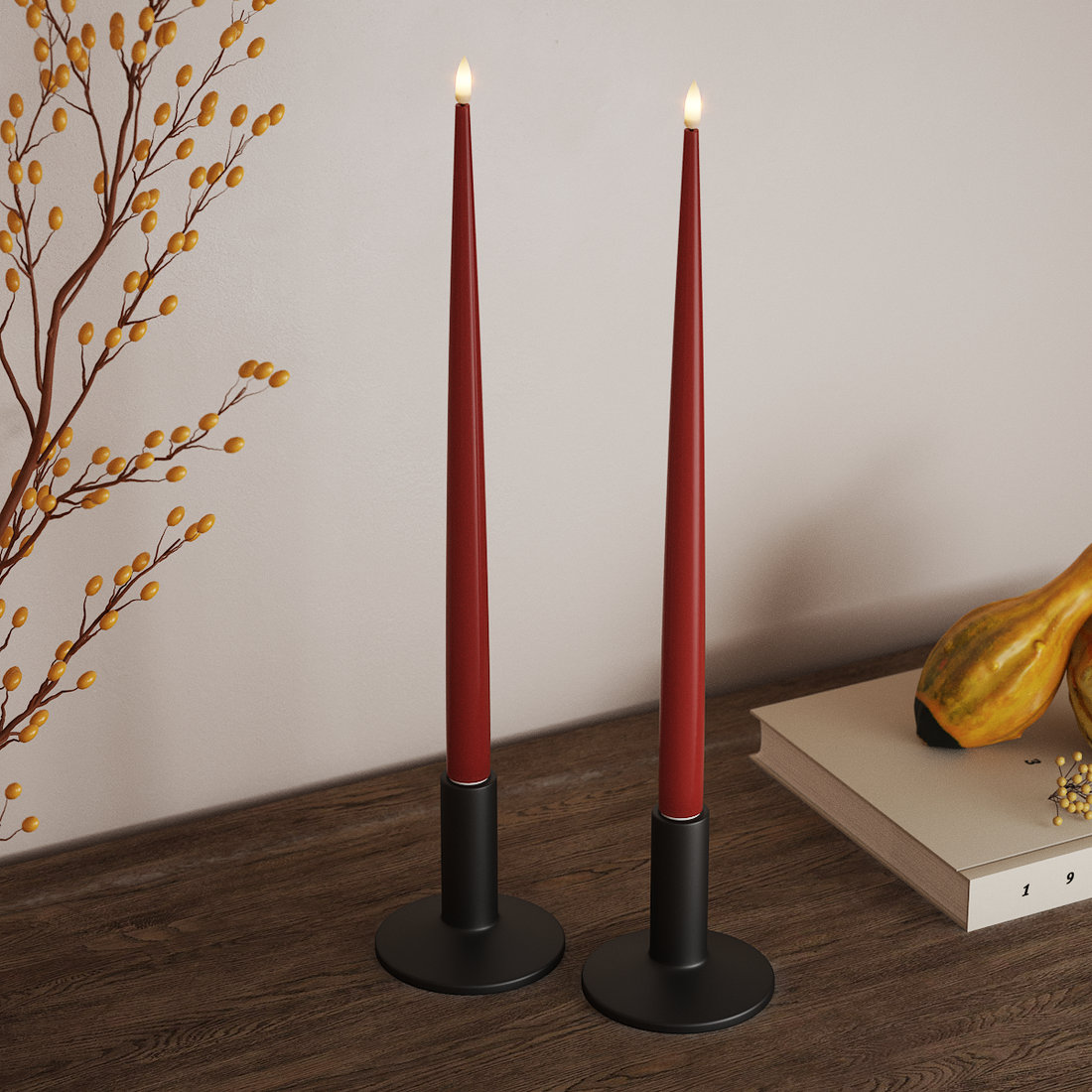 Deluxe Homeart LED sveču gaisma ar Laku, 2 gab 38 cm Sarkana LED sveces gaisma 4