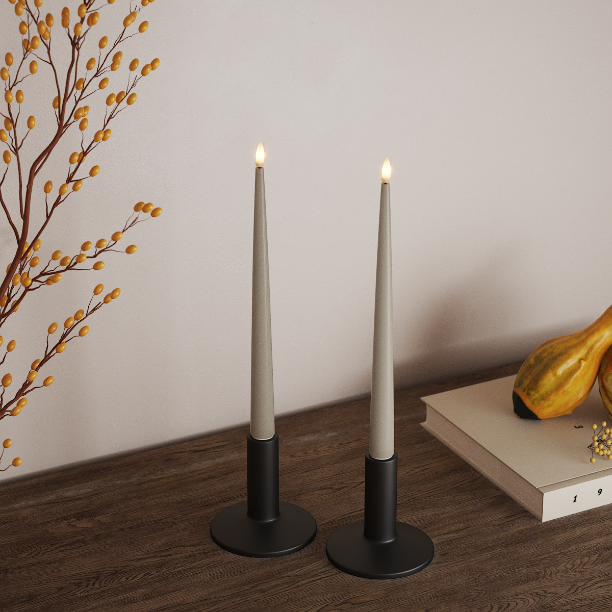 Deluxe Homeart LED sveču gaisma ar Laku, 2 gab. 28 cm Smilšu krāsa LED sveces gaisma 3