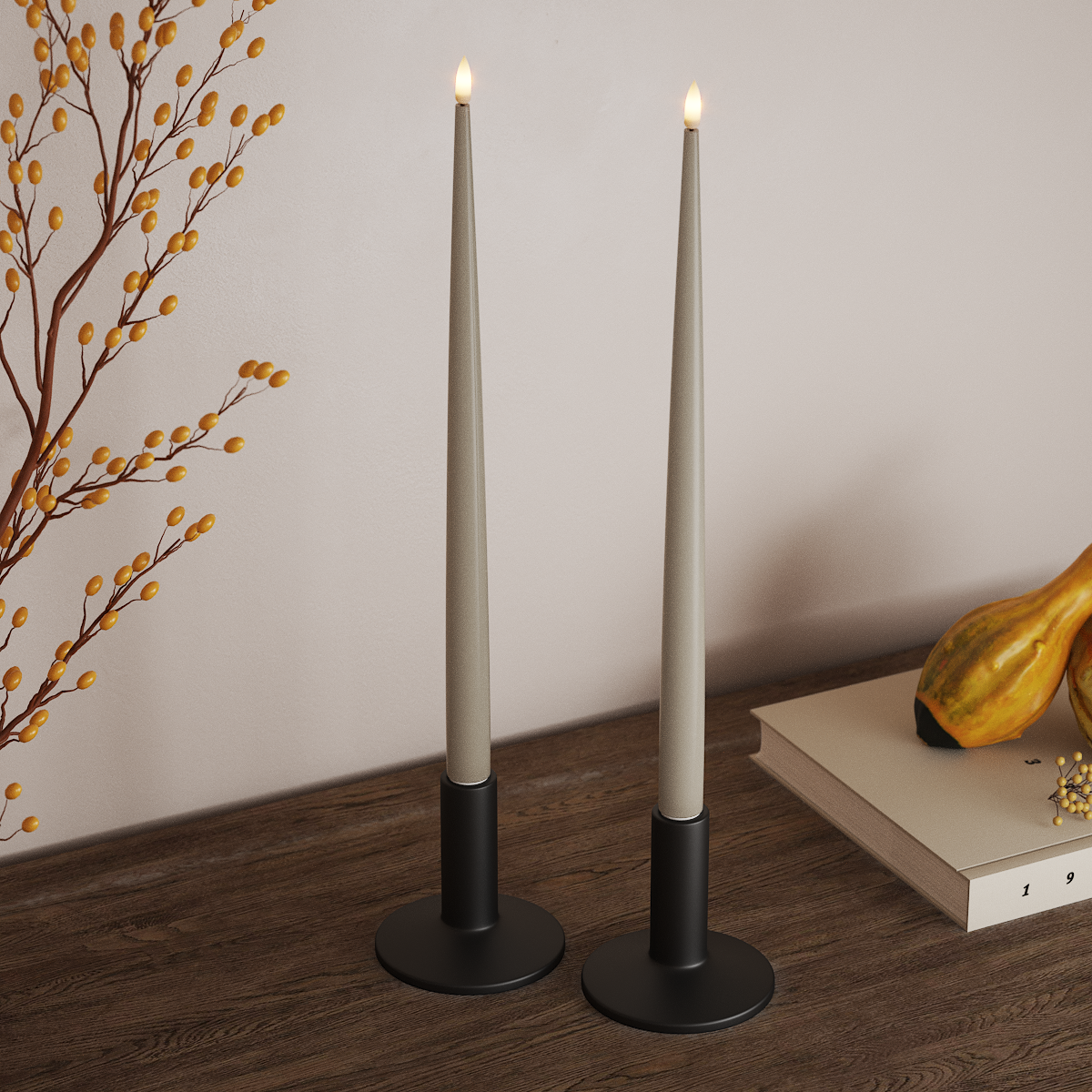 Deluxe Homeart LED sveču gaisma ar Laku, 2 gab 38 cm Smilšu krāsa LED sveces gaisma 3