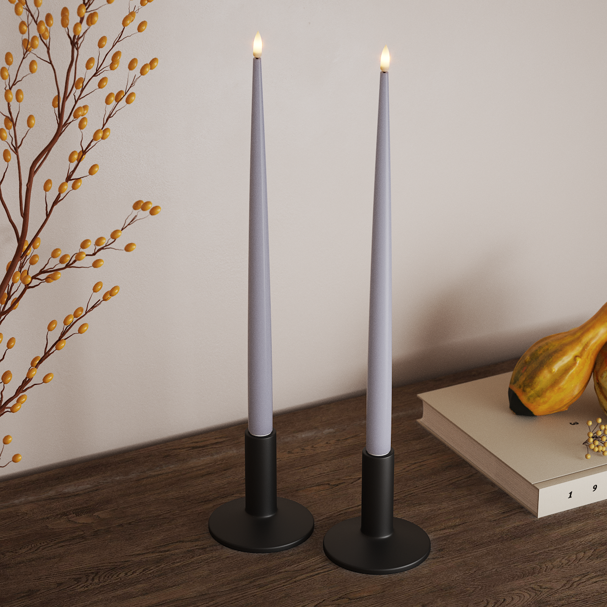 Deluxe Homeart LED sveču gaisma ar Laku, 2 gab 38 cm Tumšzils LED sveces gaisma 3