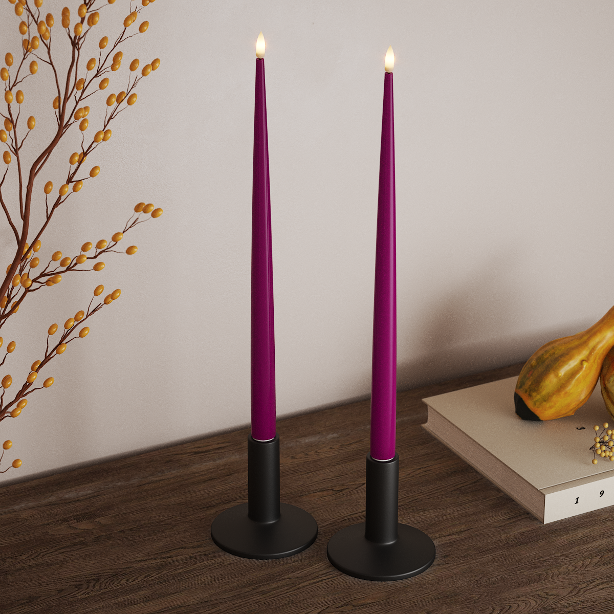 Deluxe Homeart LED sveču gaisma ar Laku, 2 gab 38 cm Violeta LED sveces gaisma 3