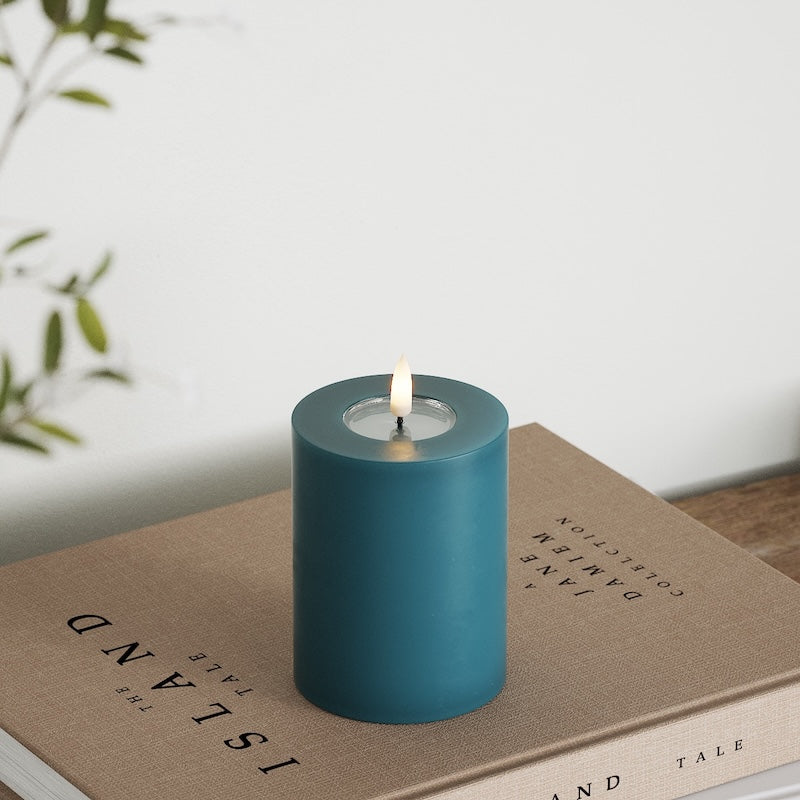 Deluxe Homeart Φωτιστικό μπλοκ LED Ø 7,5 x 10 cm Πετρόλ