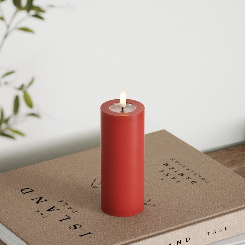 Deluxe Homeart LED Blockljus Ø 5 x 12,5 cm Röd