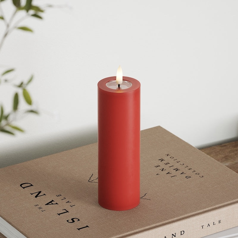 Deluxe Homeart LED Blockljus Ø 5 x 15 cm Röd