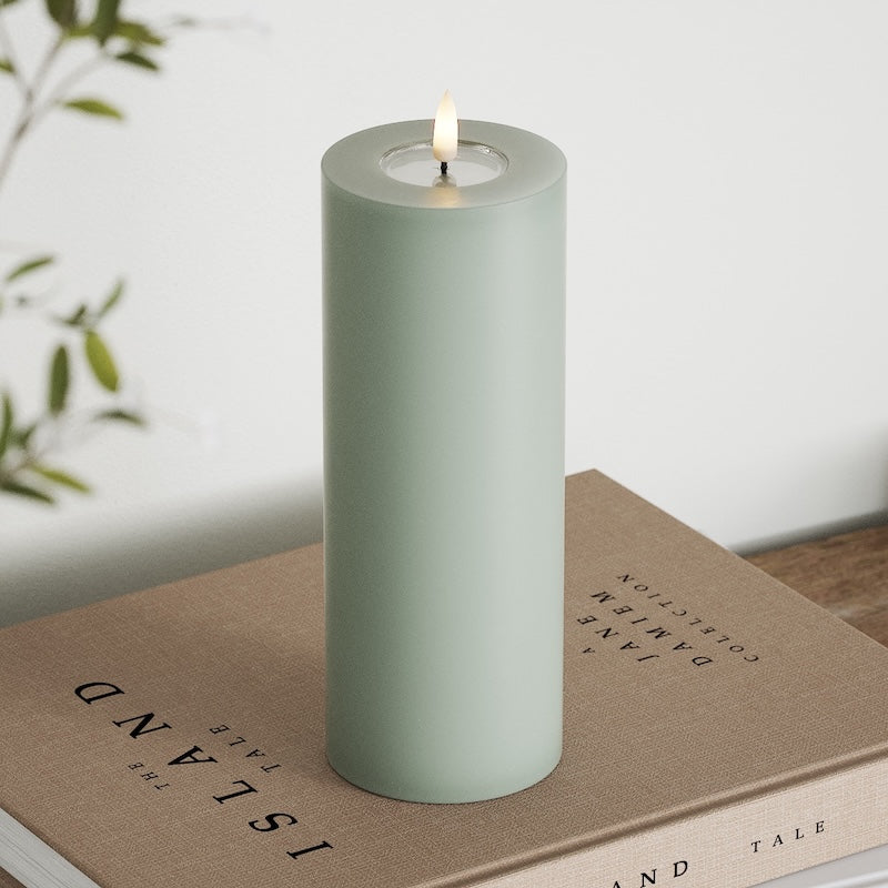 Deluxe Homeart Φωτιστικό μπλοκ LED Ø 7,5 x 20 cm Φασκόμηλο πράσινο