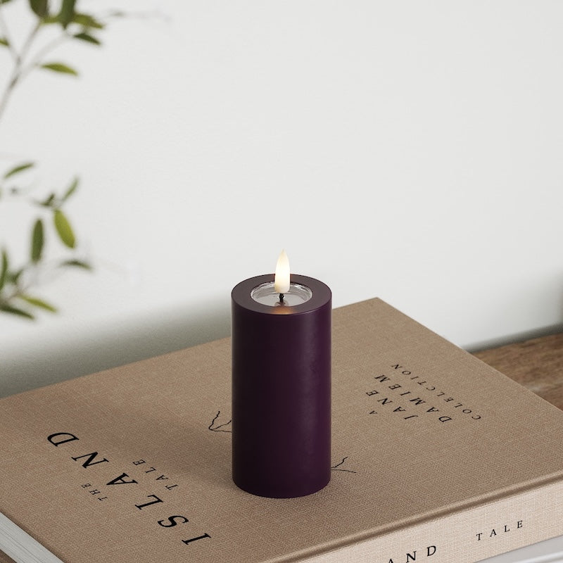 Deluxe Homeart Φωτιστικό μπλοκ LED Ø 5 x 10 cm Σκούρο μωβ