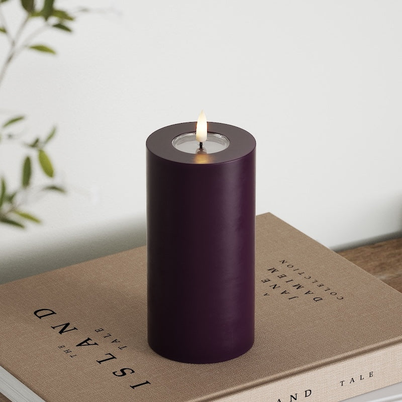 Deluxe Homeart LED Blockljus Ø 7,5 x 15 cm Mörklila