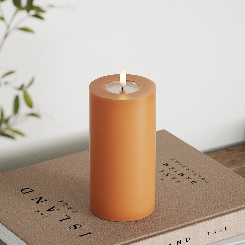 Deluxe Homeart Φωτιστικό μπλοκ LED Ø 7,5 x 15 cm Πορτοκαλί