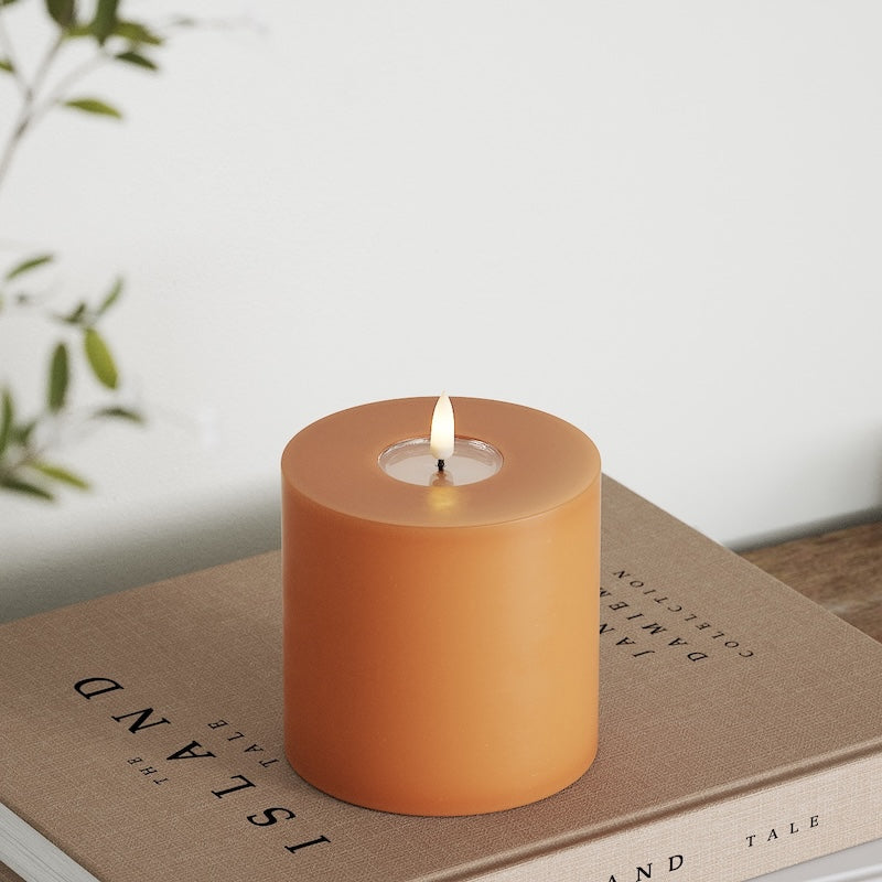 Deluxe Homeart Φωτιστικό μπλοκ LED Ø 10 x 10 cm Πορτοκαλί