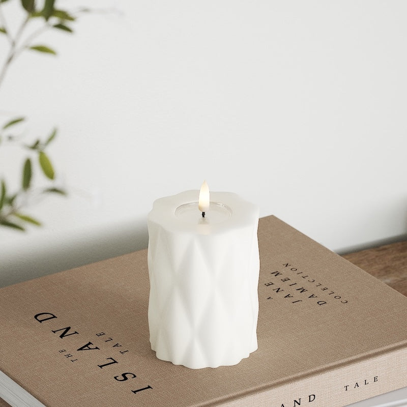 Deluxe Homeart Harlequin LED Blokklys Ø 7,5 x 10 cm Hvit