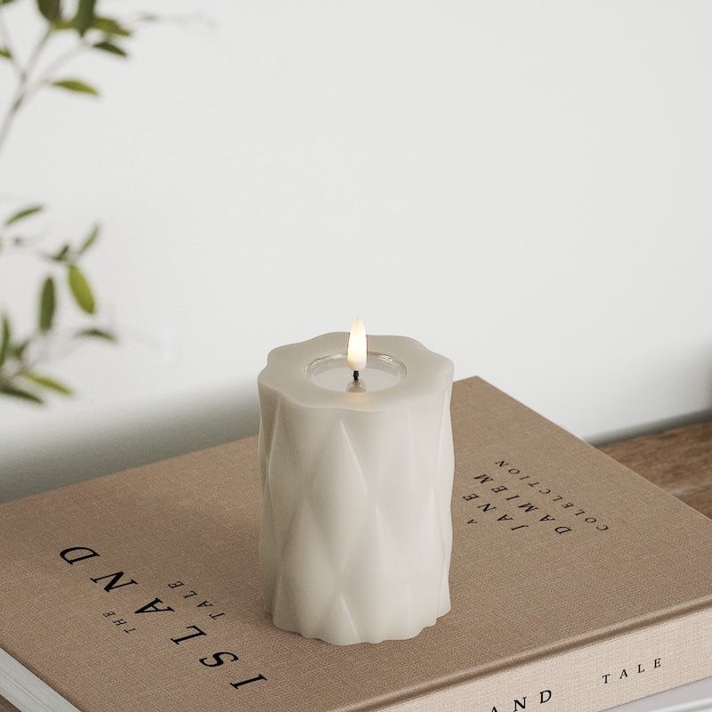 Deluxe Homeart Harlequin LED bloku gaisma Ø 7,5 x 10 cm Smilšu krāsa