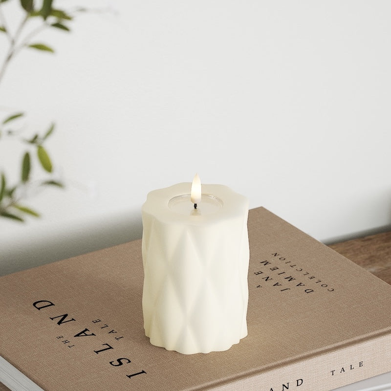 Deluxe Homeart Harlequin LED bloku gaisma Ø 7,5 x 10 cm Krēms