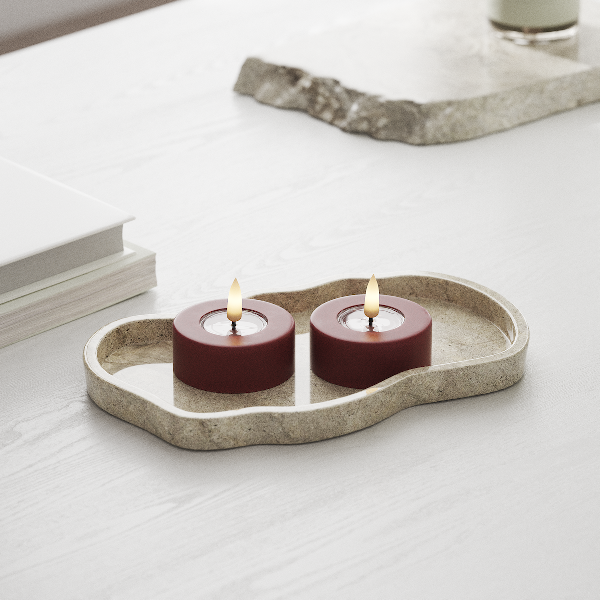 Deluxe Homeart LED Jumbo Värmeljus 2 stycken Large Bordeaux LED jumbo Värmeljus 1