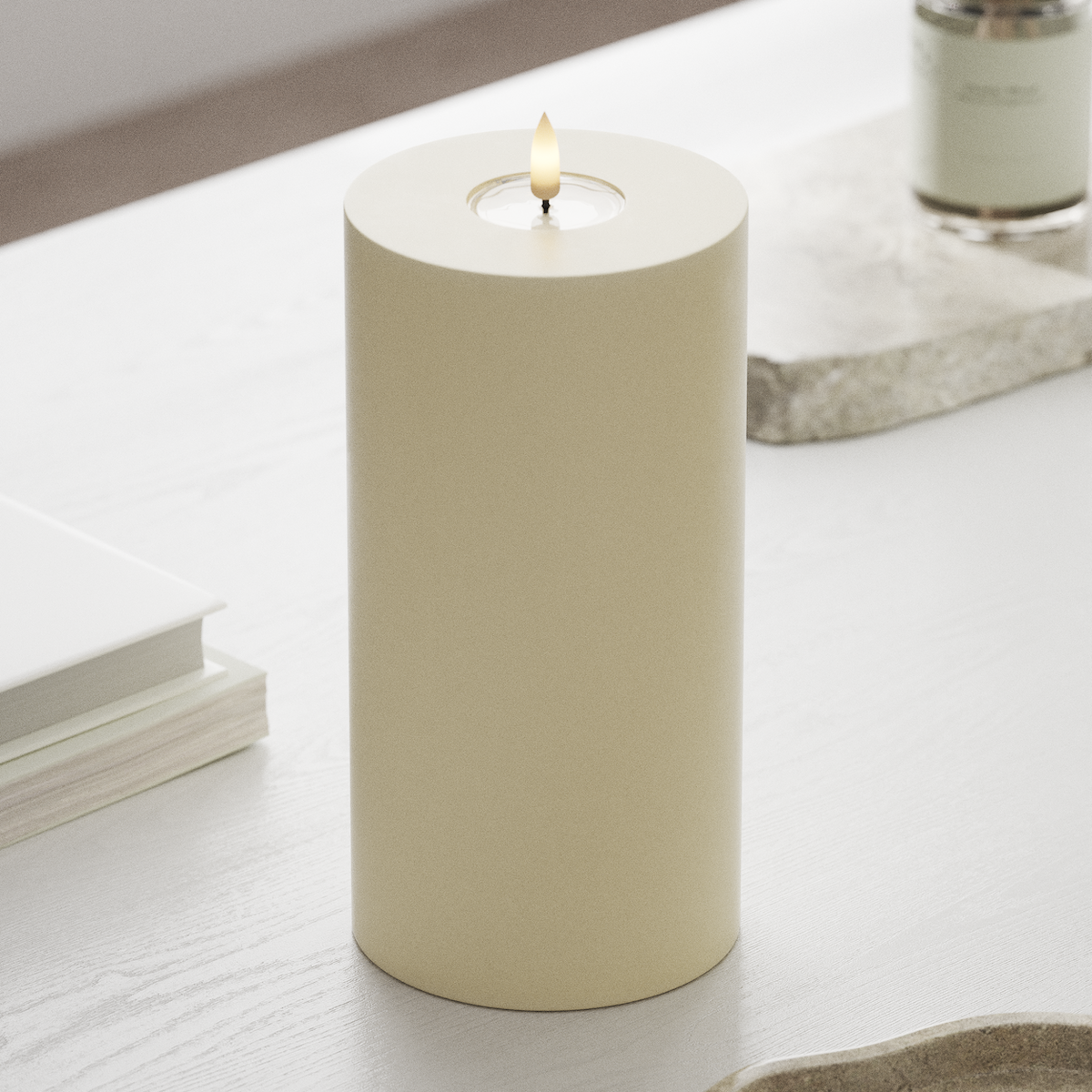 Deluxe Homeart LEDs Vela pilar Ø 10 x 20 cm Creme LEDs Vela pilar 1