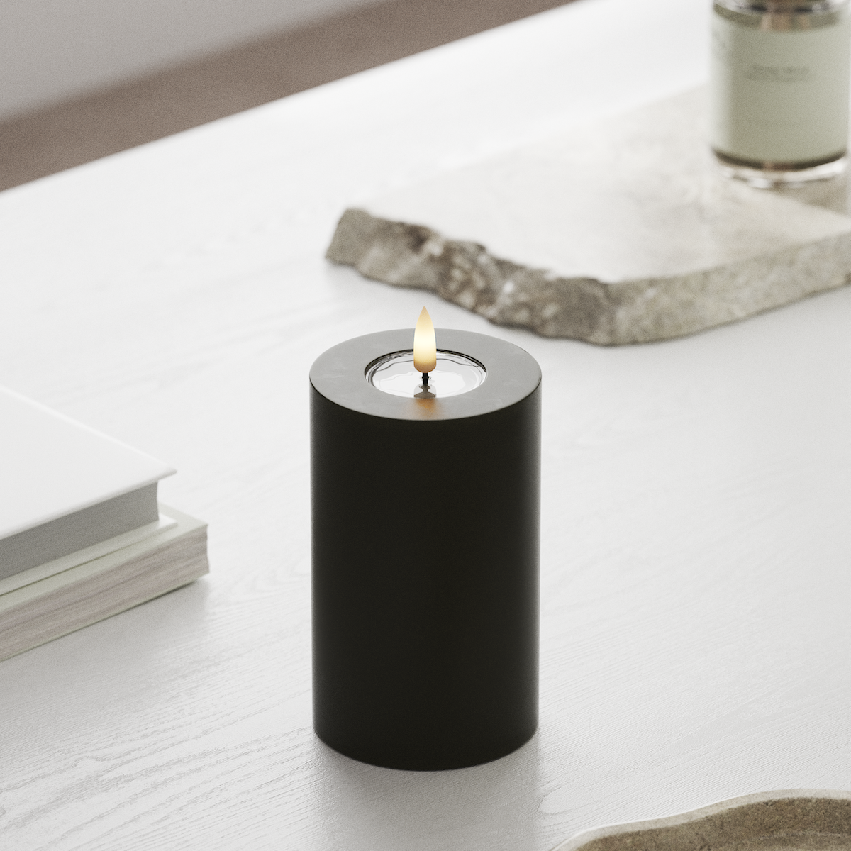 Deluxe Homeart Φωτιστικό μπλοκ LED Ø 7,5 x 12,5 cm Σκούρο πράσινο Φως μπλοκ LED 1