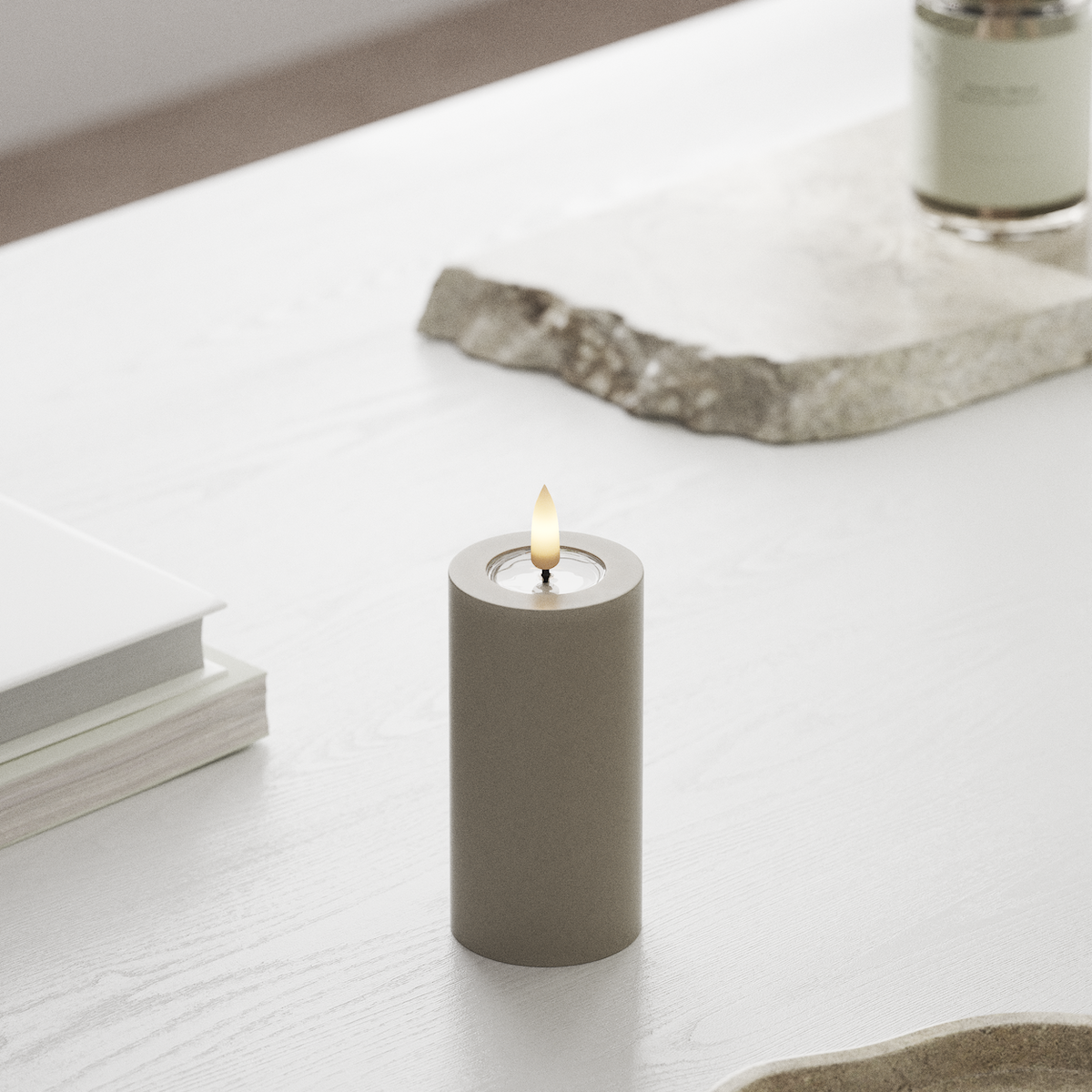 Deluxe Homeart Φωτιστικό μπλοκ LED Ø 5 x 10 cm Άμμος Φως μπλοκ LED 1