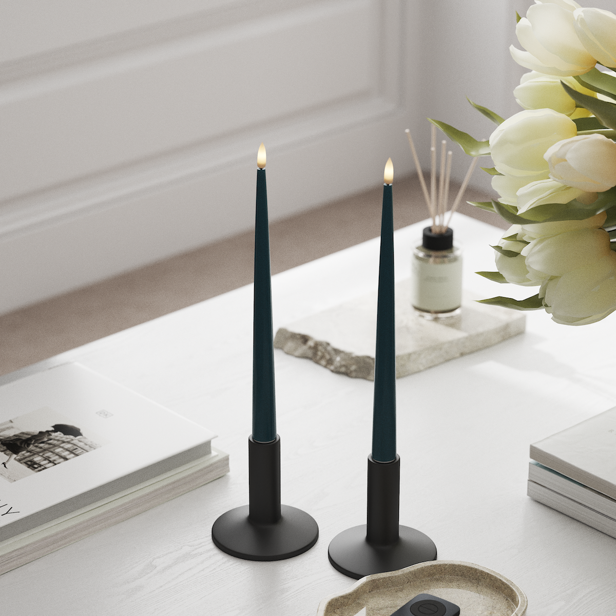 Deluxe Homeart LED světlo na svíčku s lakem, 2 kusy 28 cm Petrolejová LED světlo na svíčku 1